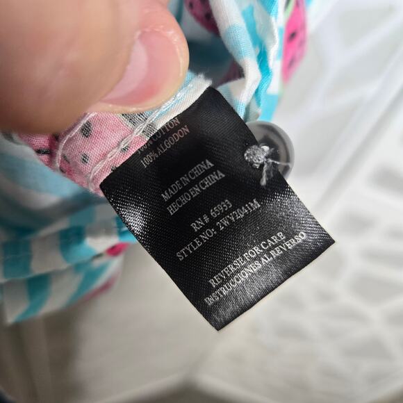 Distortion Mens Modern Watermelon Striped Short Sleeve Button Down Shirt SZ LG - Picture 3 of 4